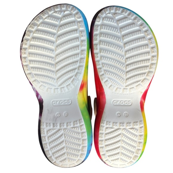 Crocs Classic Bae Tie Dye Rainbow Clogs Platform Sole Multicolor Women's Size 11 - Picture 9 of 12